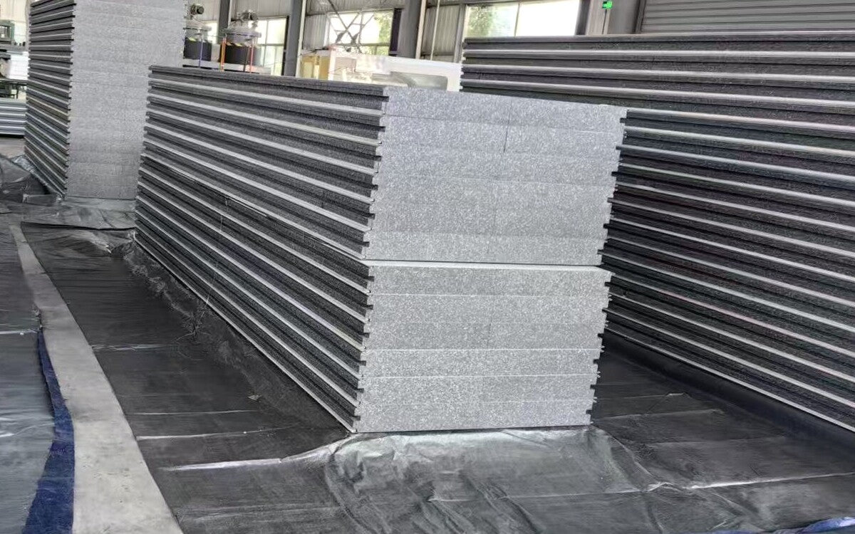 Insulated panel stacks prepared for a large-scale modular accommodation supply project