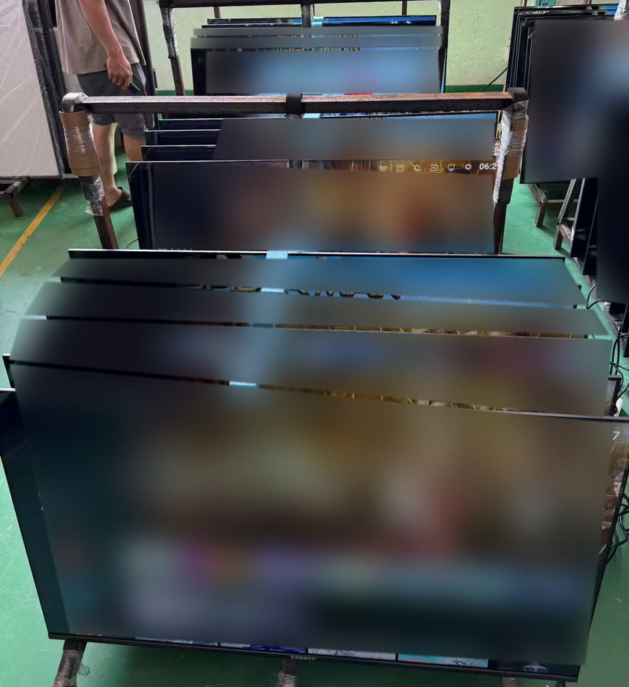 Televisions prepared in production batches for a modular accommodation supply project