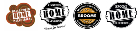 Halls Creek, Kimberley and Broome Home and Electrical and Broome Discount Furniture logos